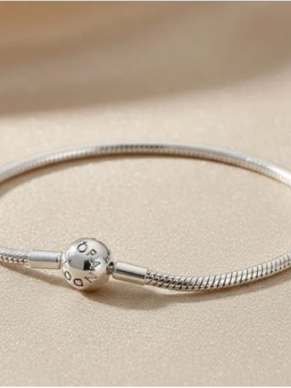 Pandora Sterling Silver Snake Chain Bracelet with Branded Clasp